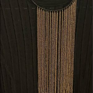 Black choker and gold elongated beading necklace (House of Malawi)